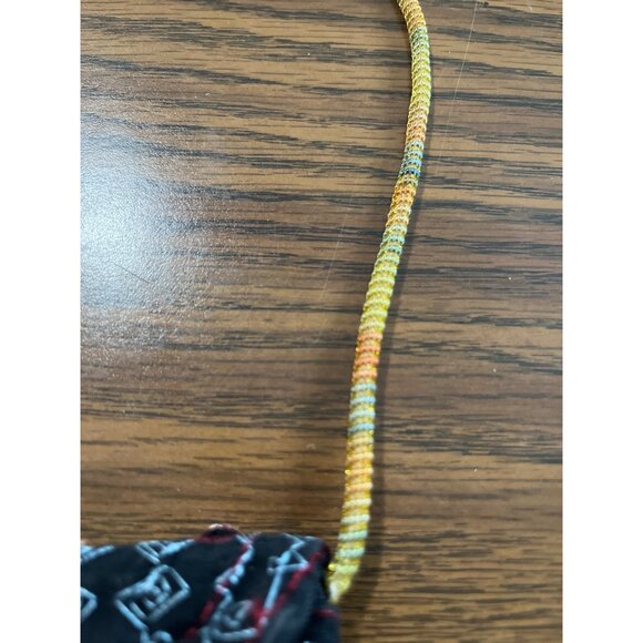 Small embroidered crossbody Velcro pouch with faux jewels - Picture 7 of 8